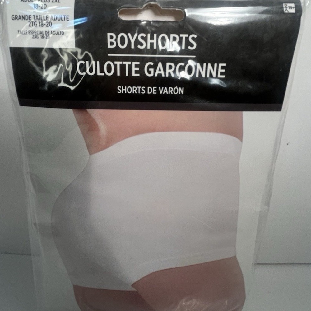 NWT Amscan Womens White Boyshorts 2XL 18-20 Plus Size Halloween Costume Shorts - Picture 2 of 5